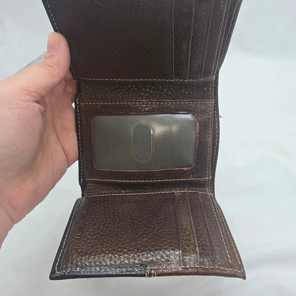 Carhartt Pebble Grain Trifold Wallet Men OS Black Brown Leather Rugged Workwear